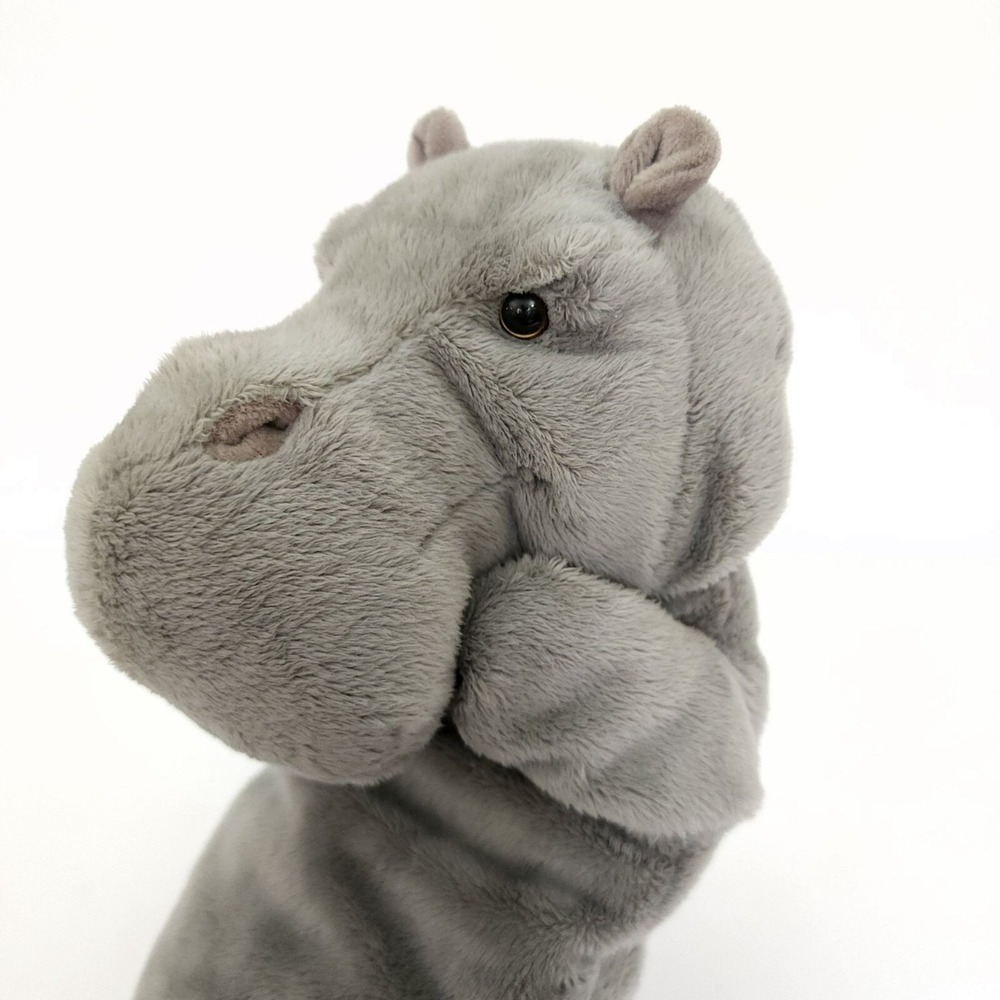 Restoration Hardware Gray Hippo Hand Puppet Soft Clean 11"